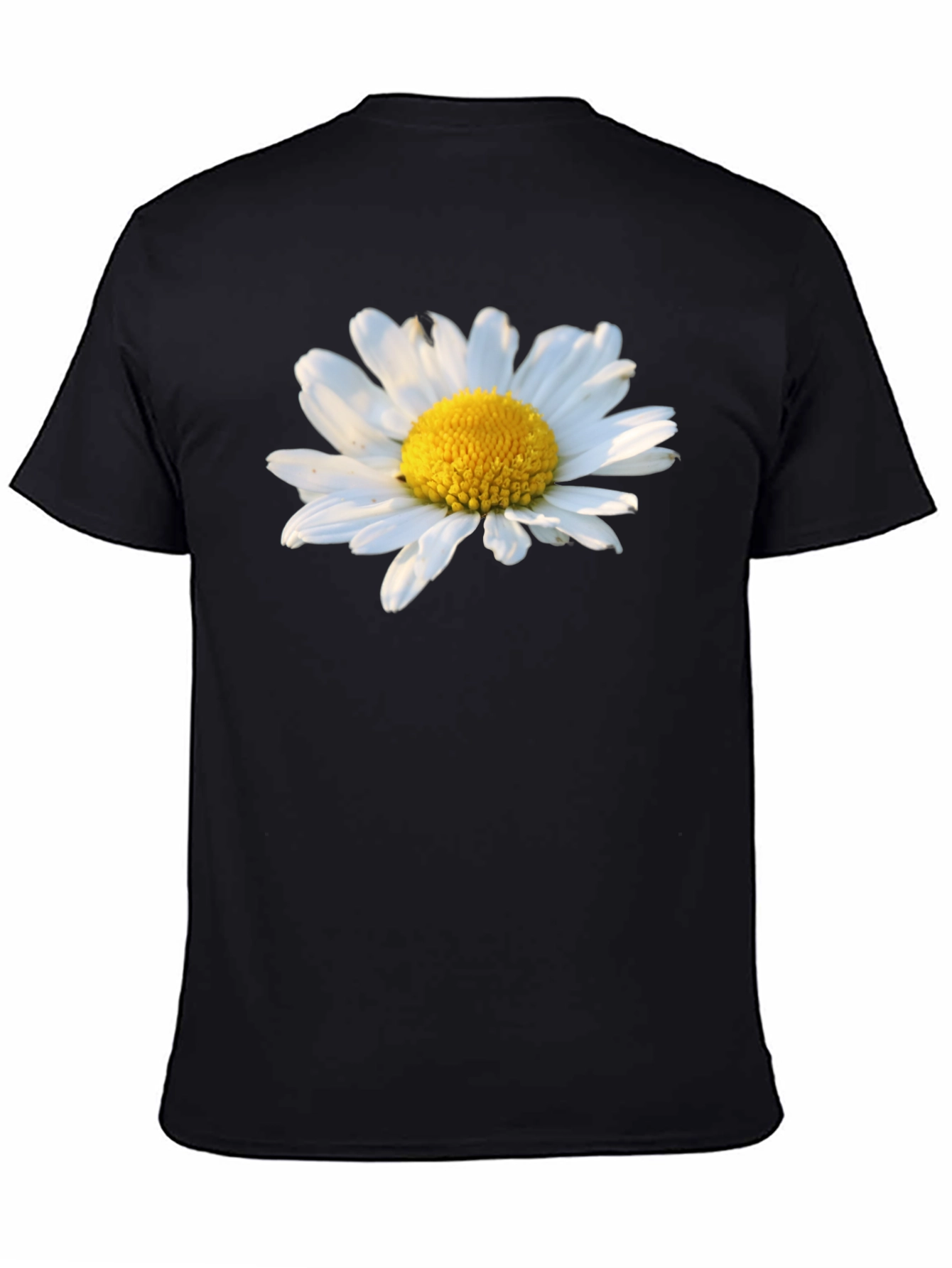 Daisy Flower Graphic Tee - Black Cotton T-Shirt