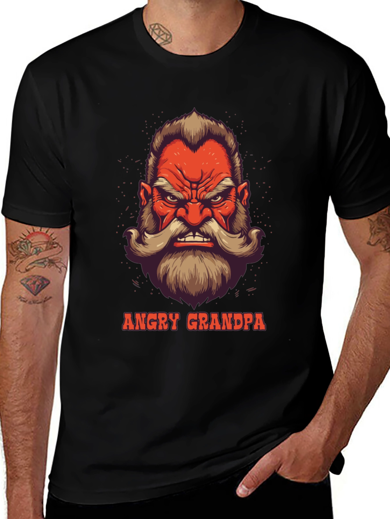 Angry Grandpa Graphic Tee - Black Cotton T-Shirt