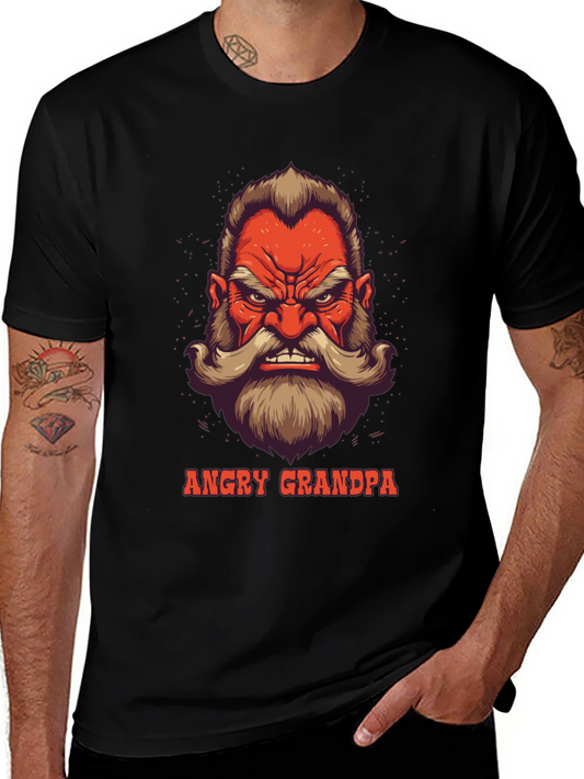 Angry Grandpa Graphic Tee - Black Cotton T-Shirt