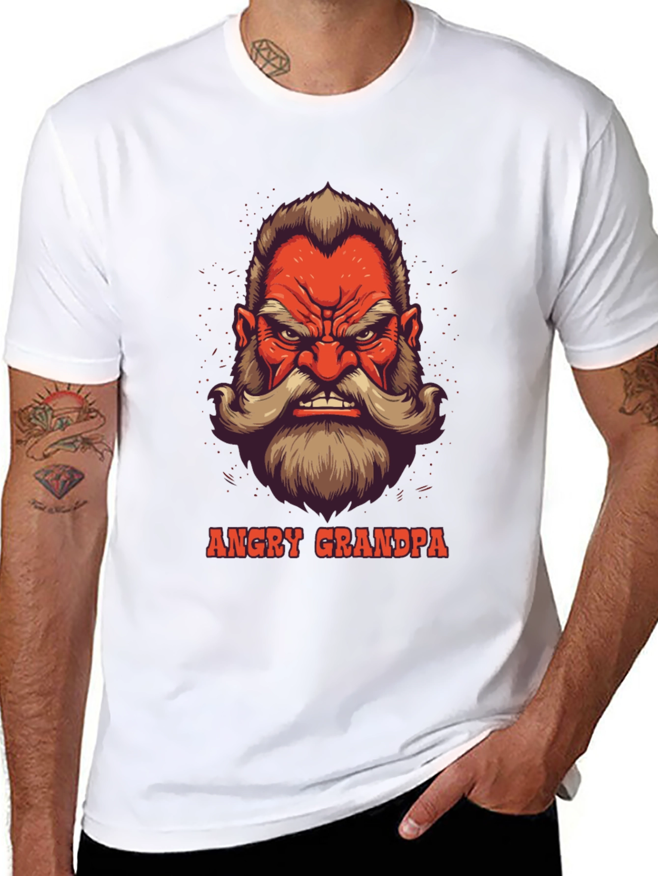 Angry Grandpa Graphic Tee - Black Cotton T-Shirt