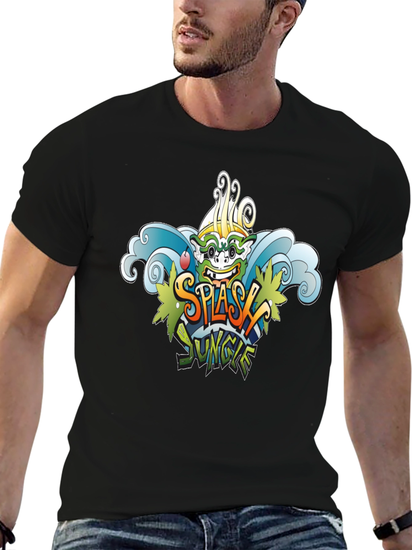 Splash Jungle Graphic Tee - Black