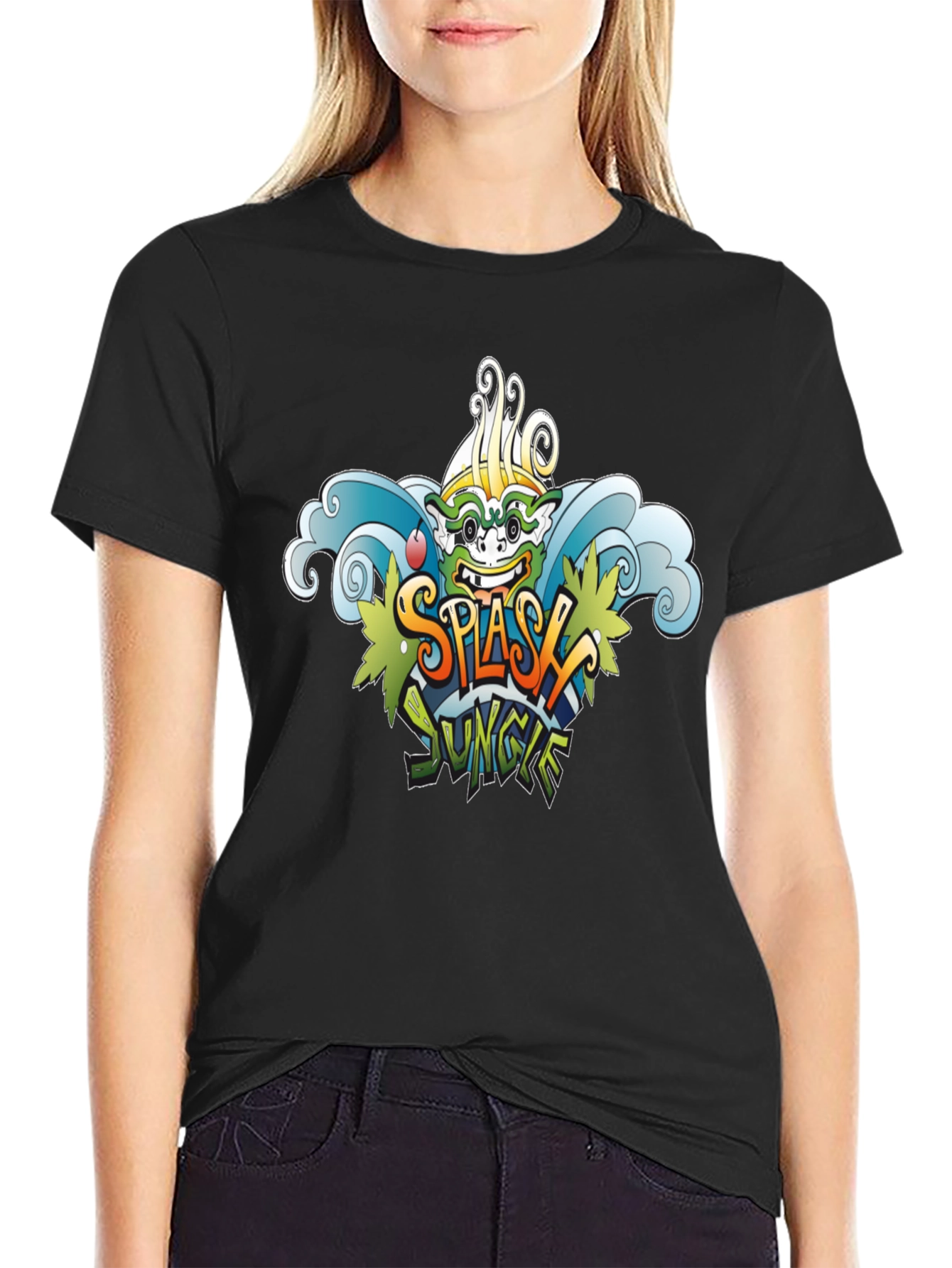 Splash Jungle Graphic Tee - Black