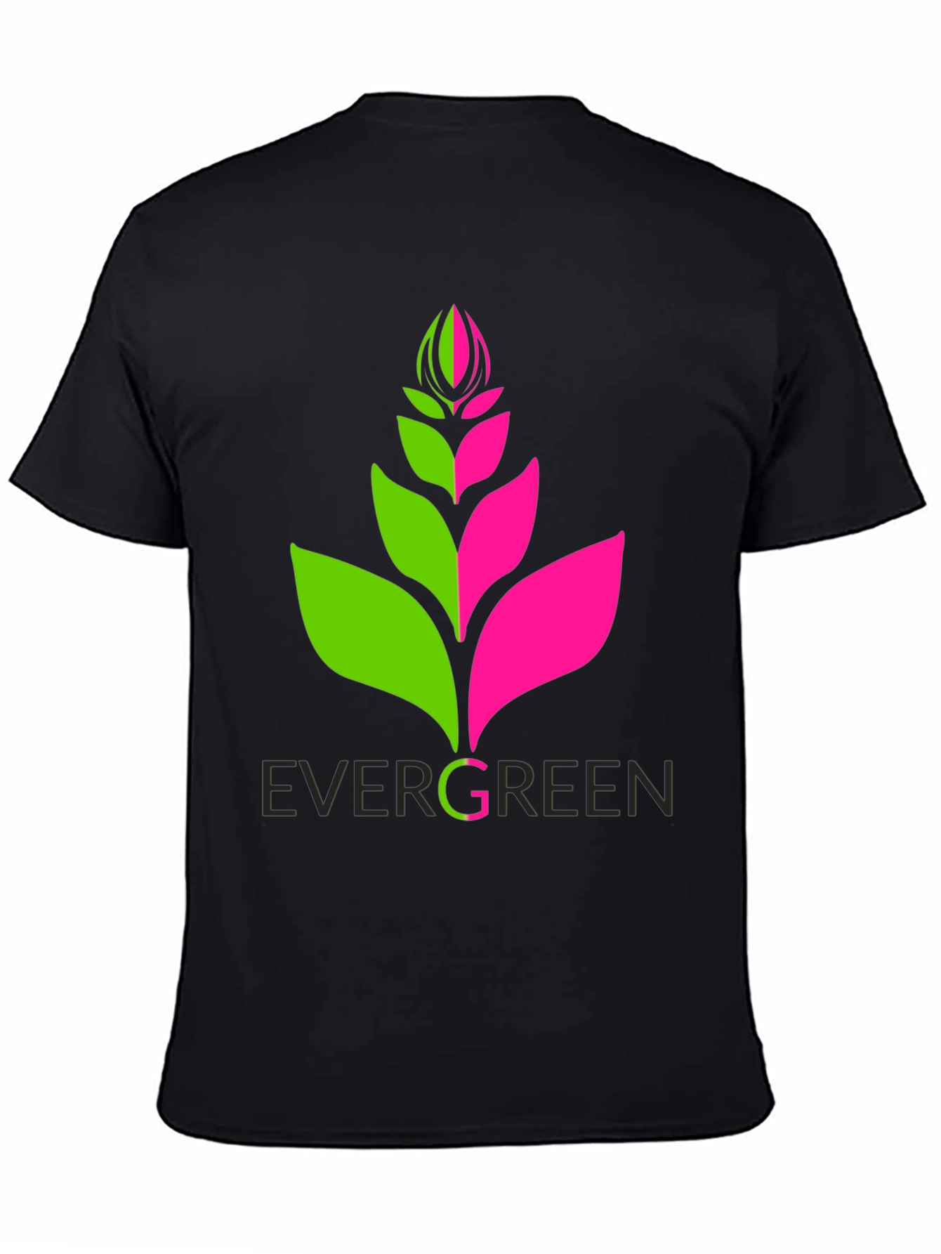 Evergreen Plant Graphic Tee - Modern Black T-Shirt