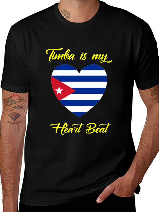 Timba is My Heartbeat Cuba Flag T-Shirt