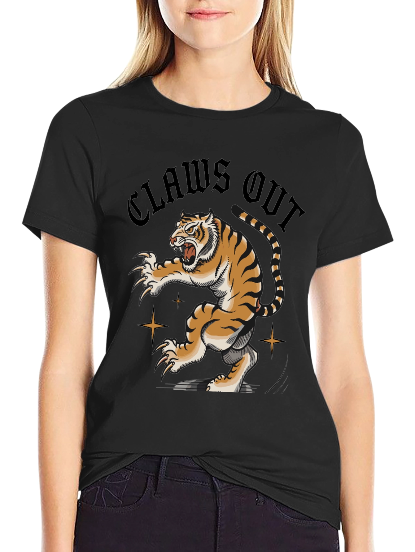 Claws Out Tiger Graphic Tee - Black