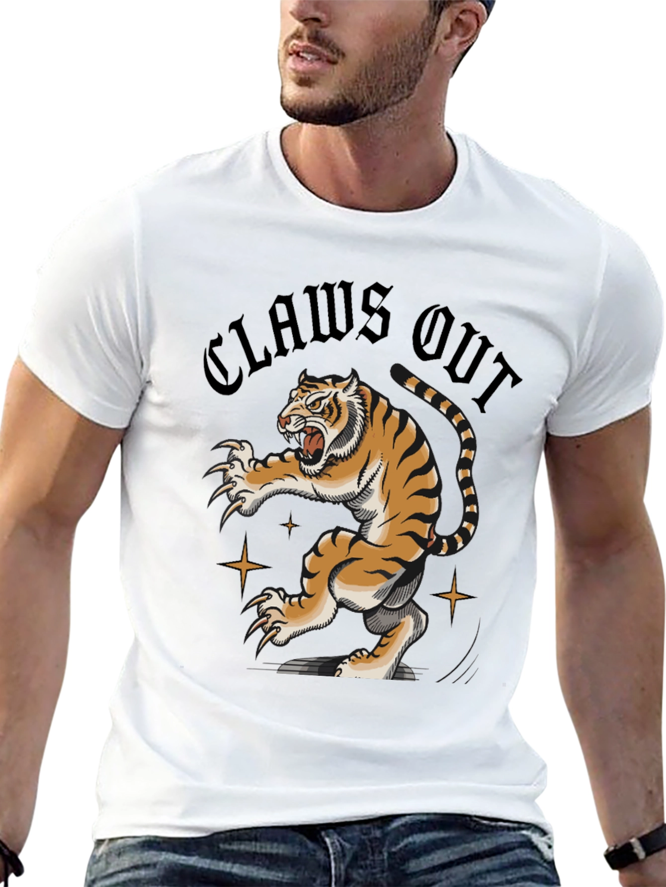 Claws Out Tiger Graphic Tee - Black