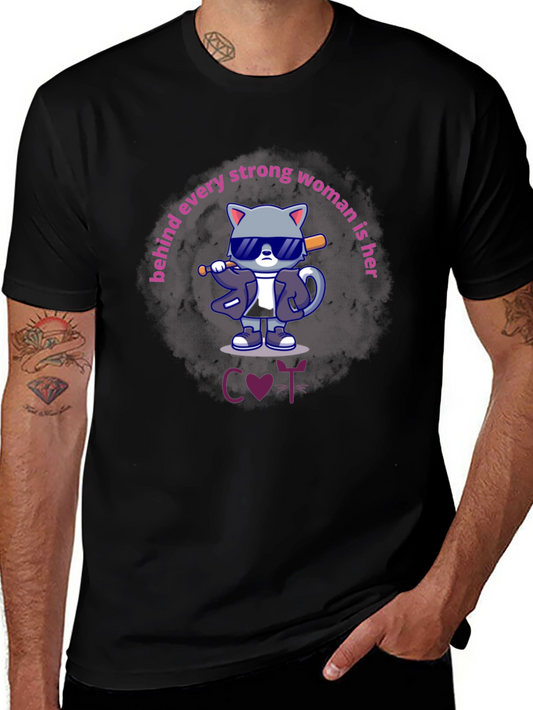 Funny Cat T-Shirt: Strong Women Support