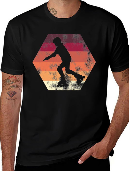 Retro Roller Skate T-Shirt - Vintage Hexagon Design