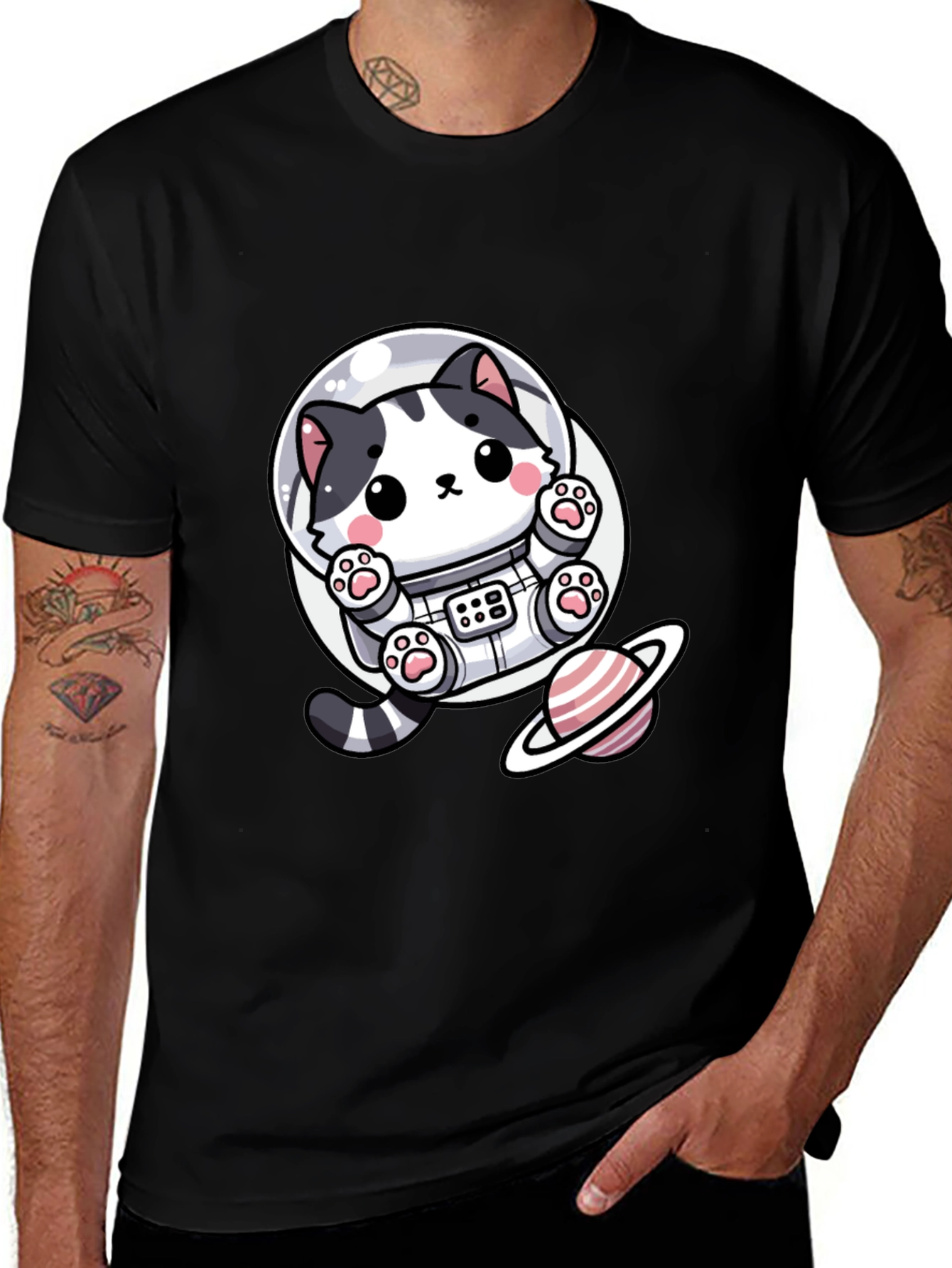 Astronaut Cat T-Shirt - Galaxy Space Kitten Tee