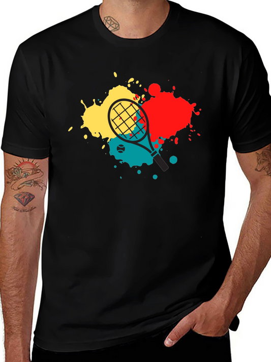 Tennis Racket Splash Graphic Tee - Black