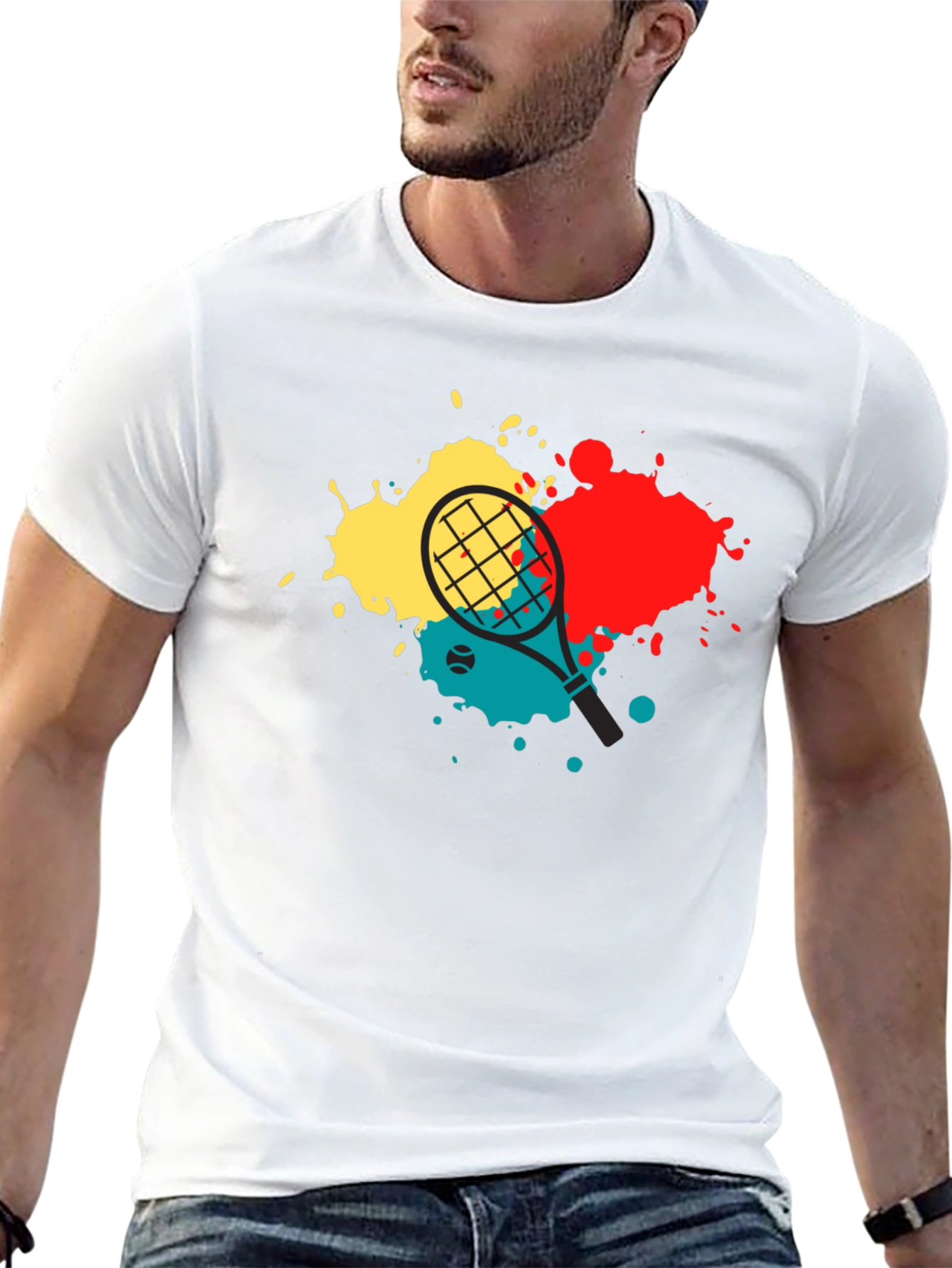 Tennis Racket Splash Graphic Tee - Black