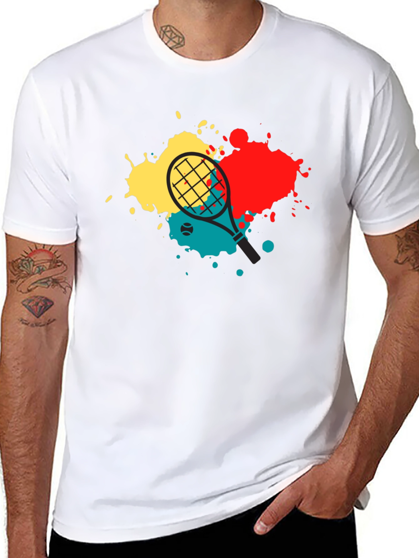Tennis Racket Splash Graphic Tee - Black