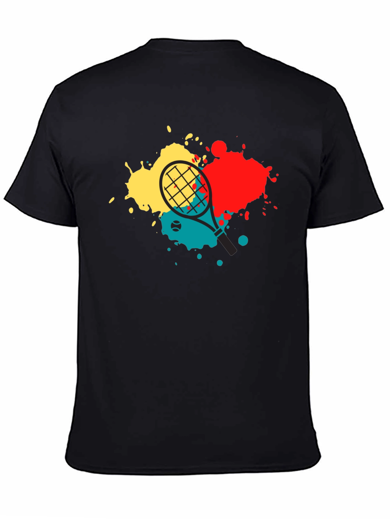 Tennis Racket Splash Graphic Tee - Black