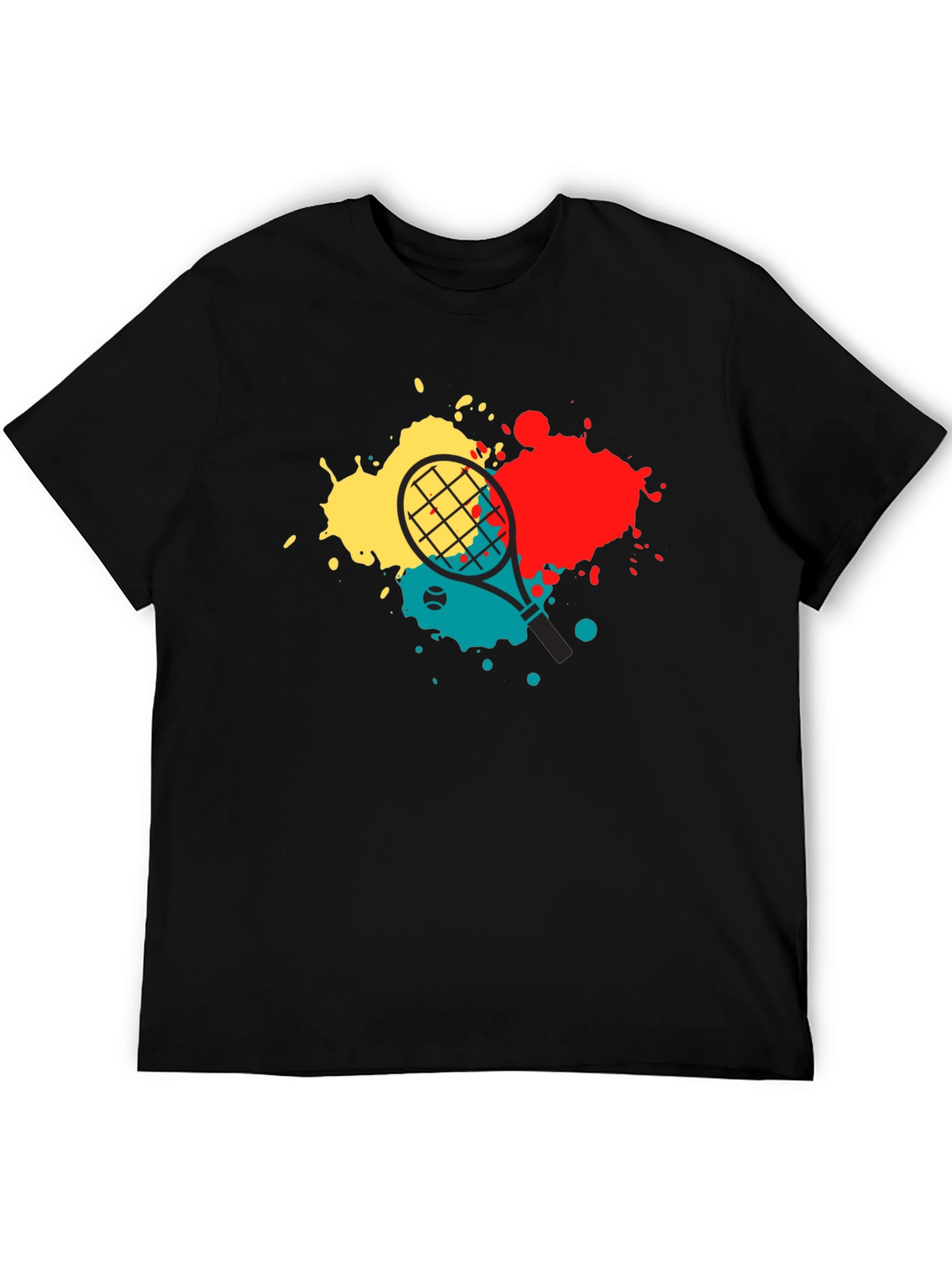 Tennis Racket Splash Graphic Tee - Black