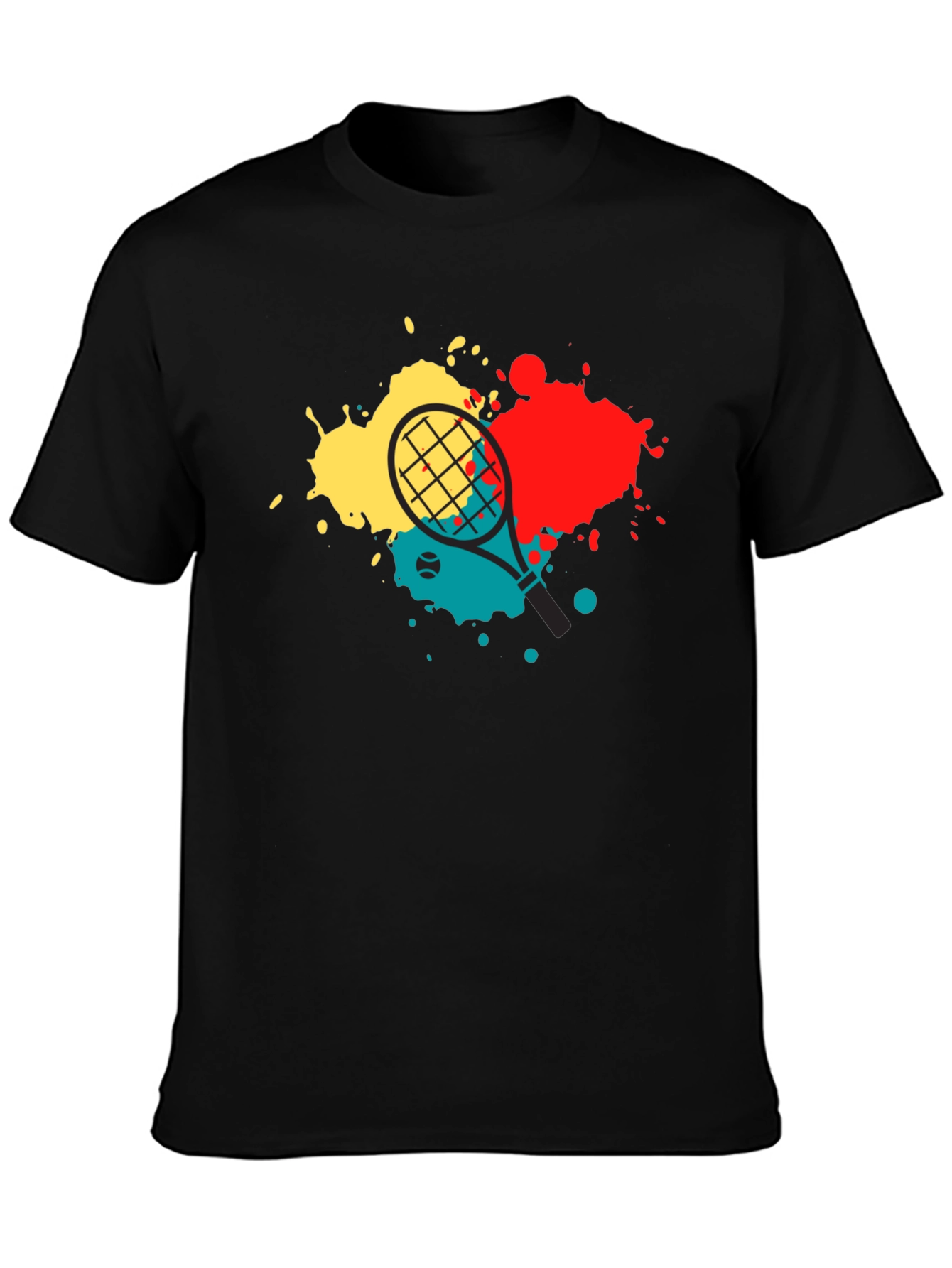 Tennis Racket Splash Graphic Tee - Black