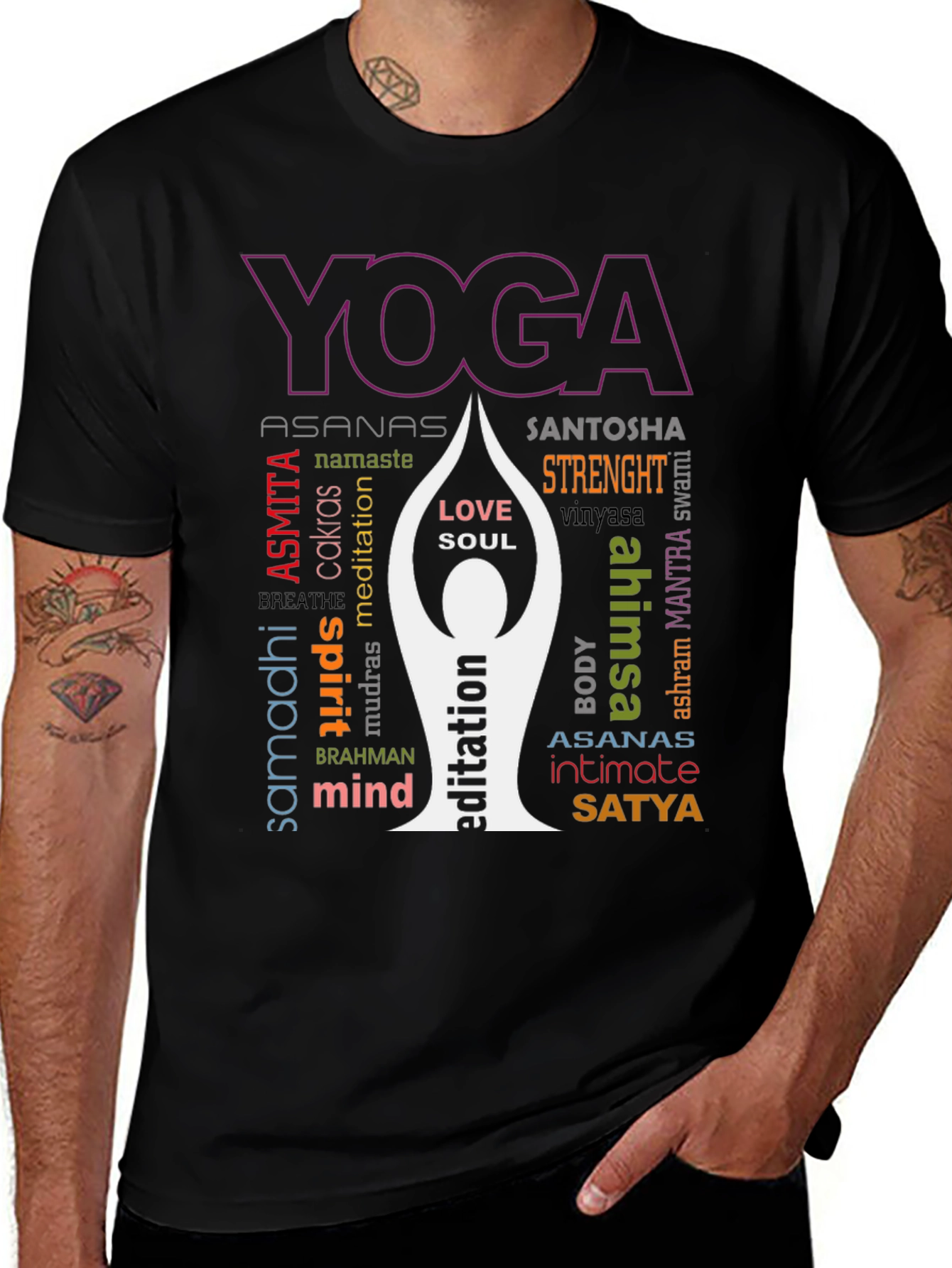 Yoga Word Art Graphic T-Shirt