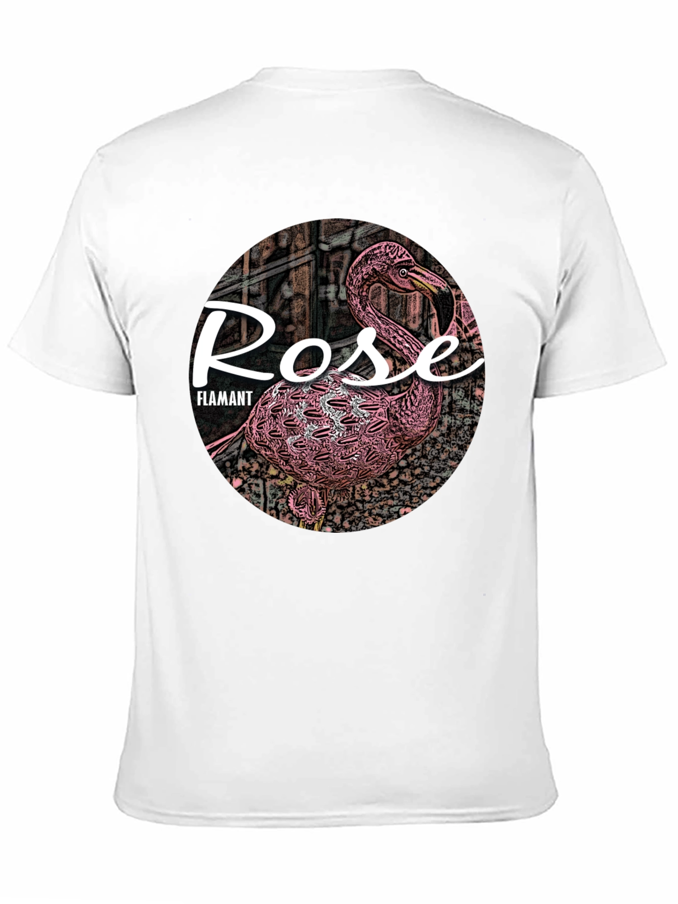 Rose Flamant Black T-Shirt