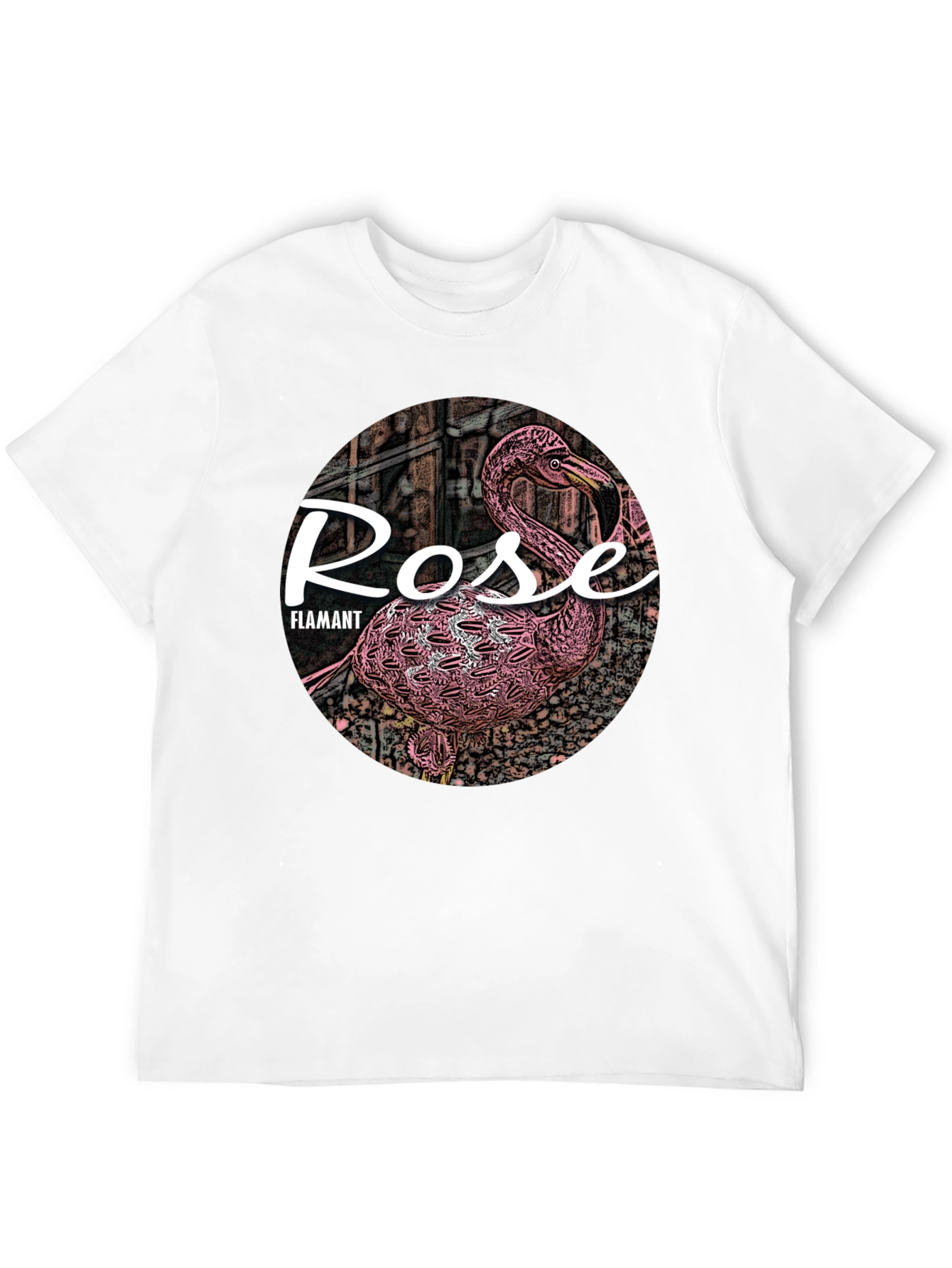 Rose Flamant Black T-Shirt