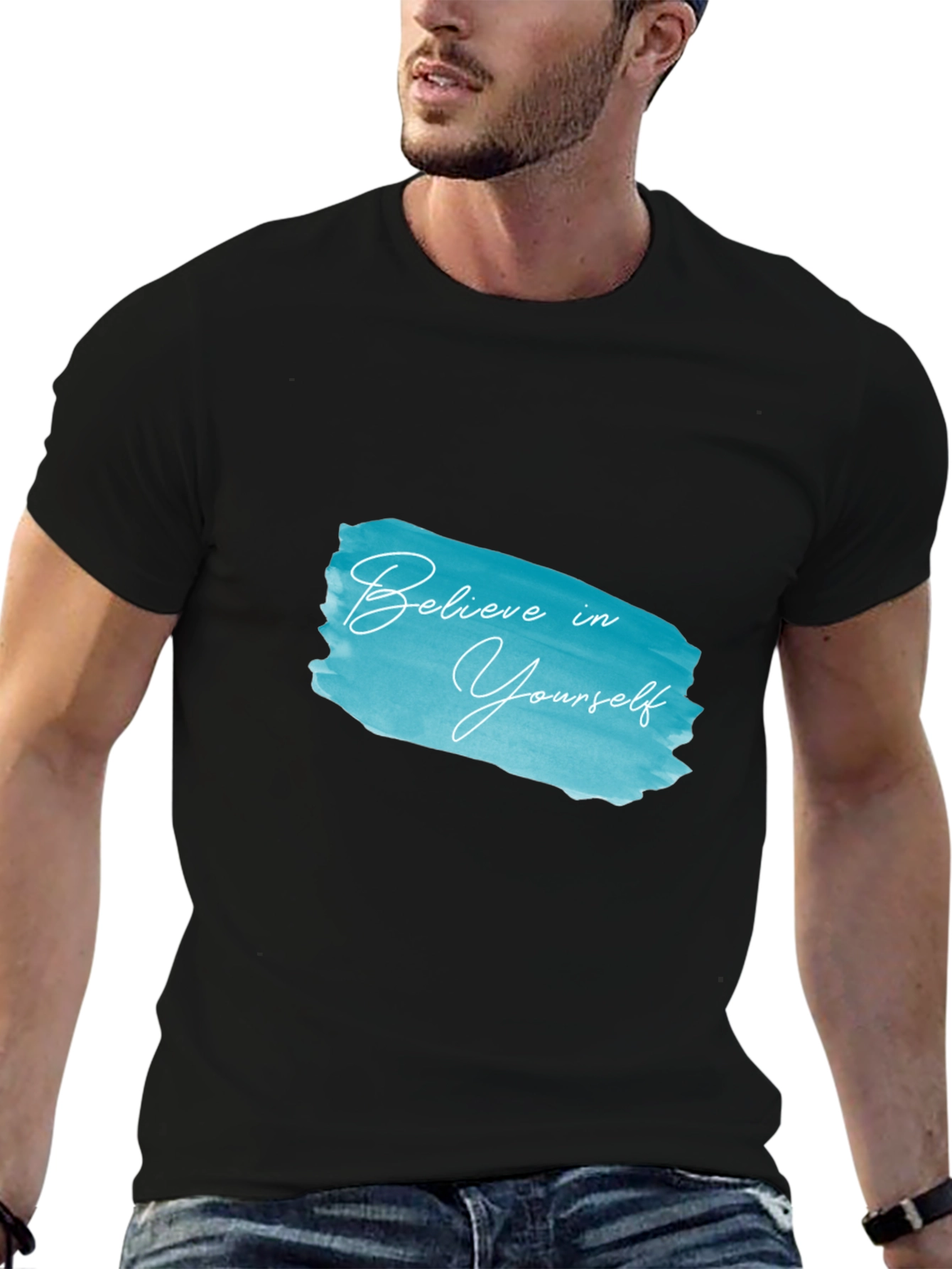 Believe in Yourself Black Cotton Graphic Tee