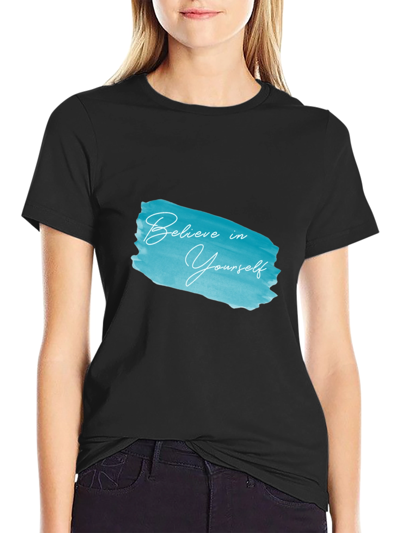 Believe in Yourself Black Cotton Graphic Tee