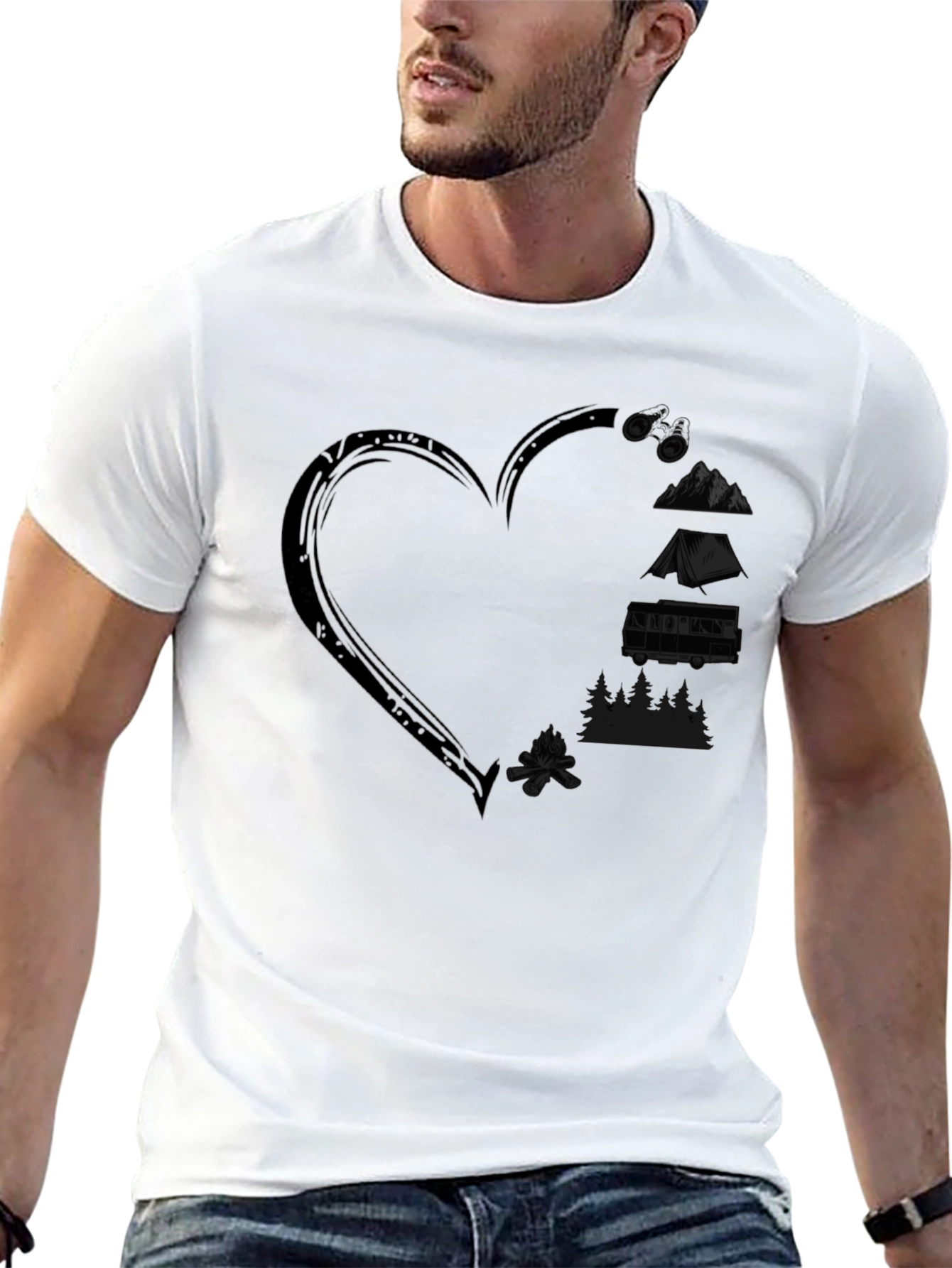 Camping Heart Graphic T-Shirt - Outdoor Adventure Tee