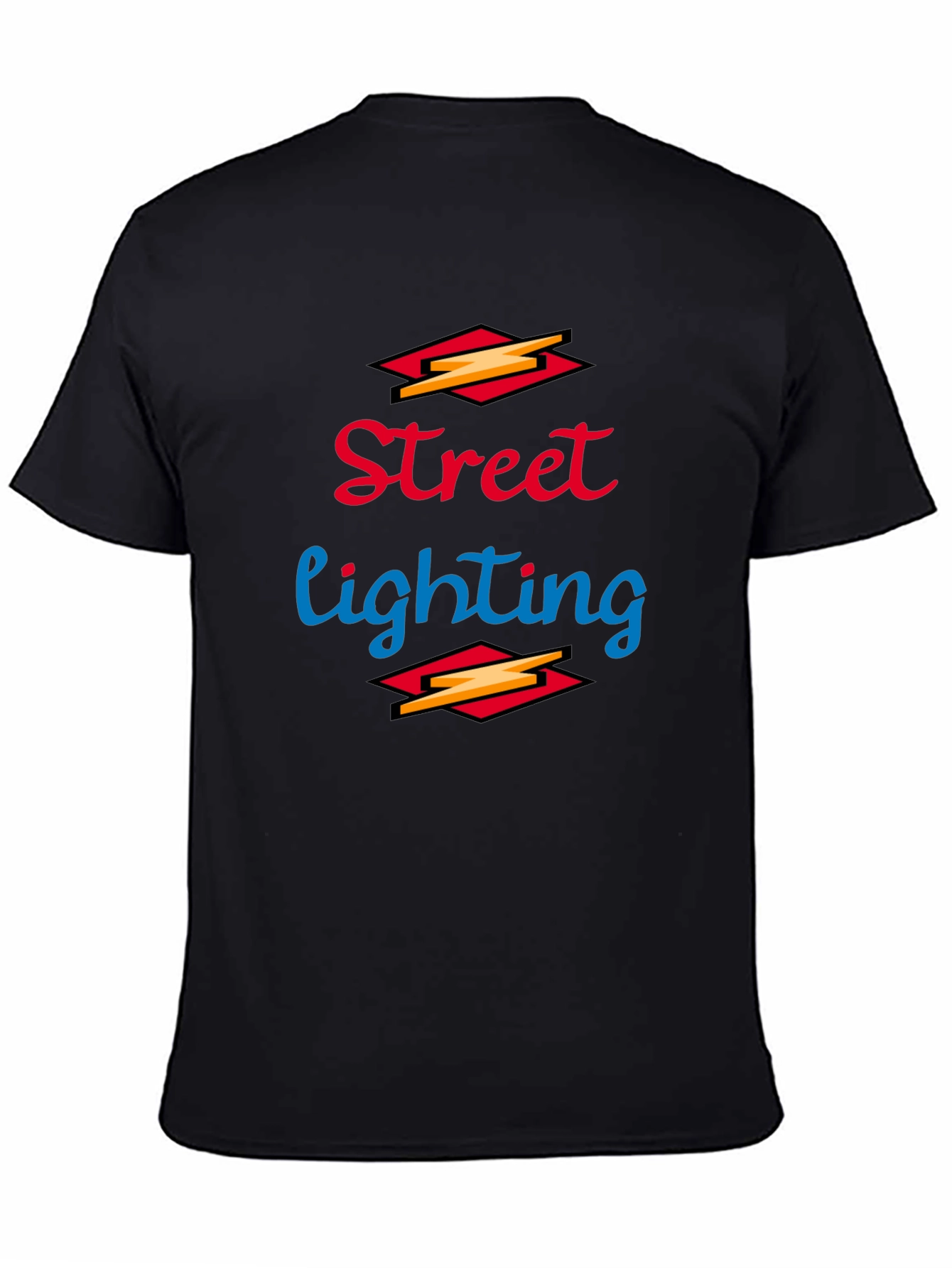 Street Lighting Graphic Tee - Black Cotton Shirt