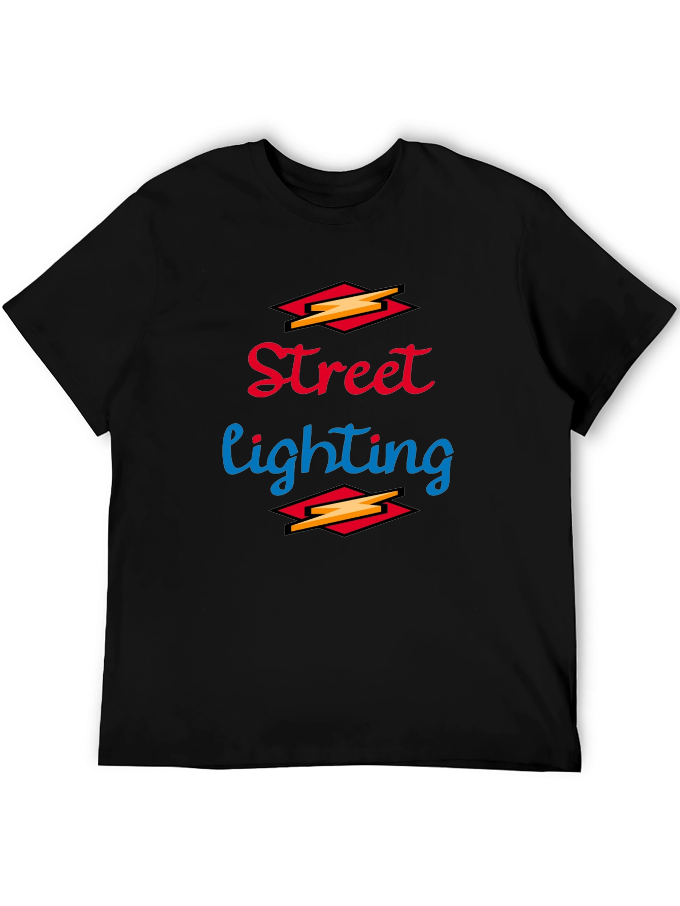 Street Lighting Graphic Tee - Black Cotton Shirt