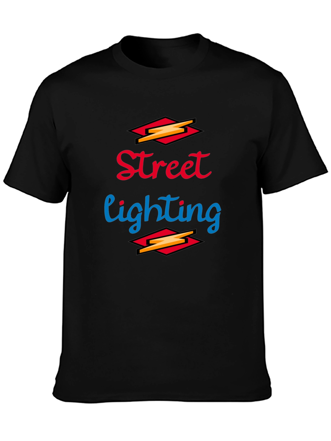 Street Lighting Graphic Tee - Black Cotton Shirt
