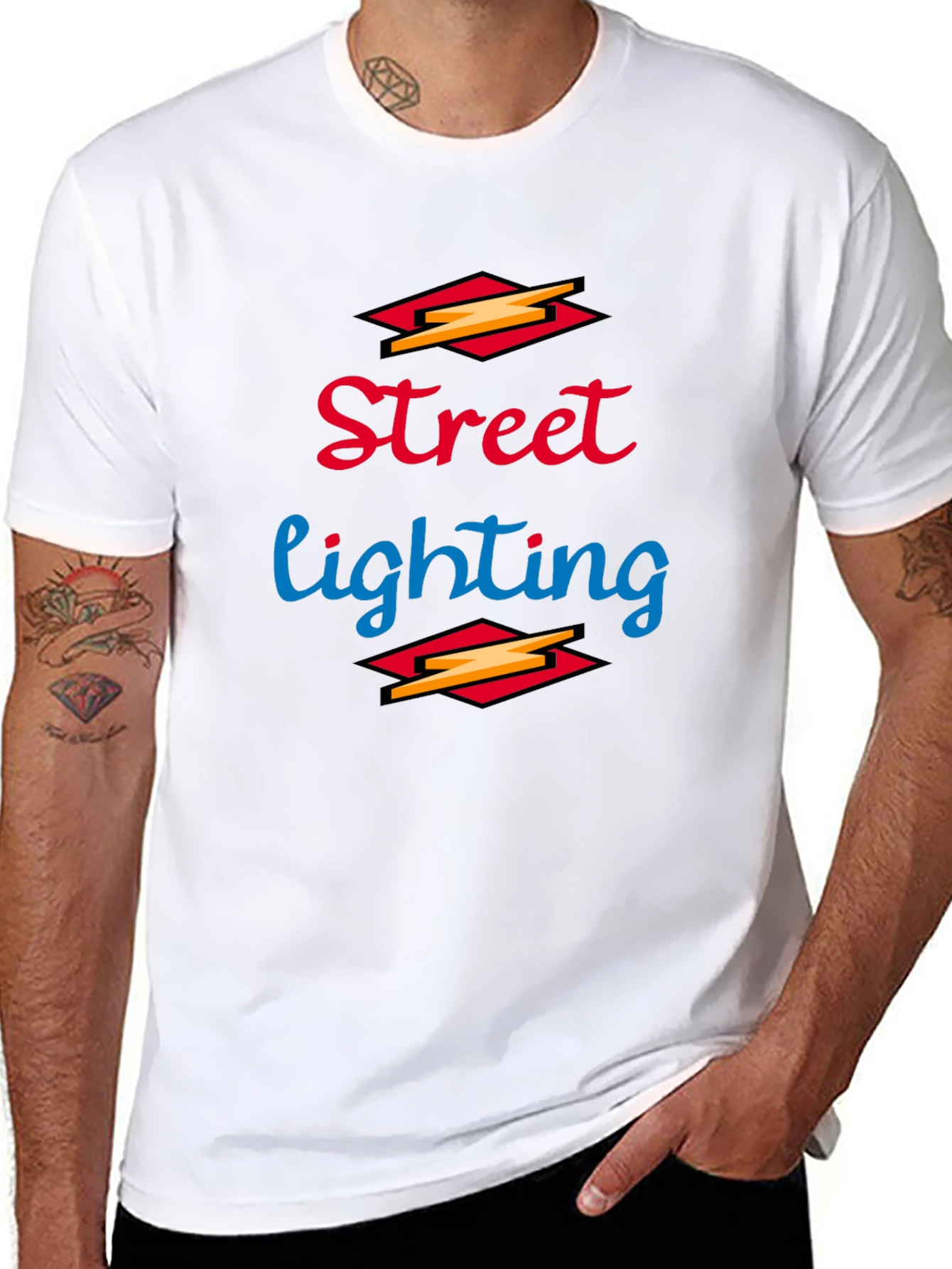 Street Lighting Graphic Tee - Black Cotton Shirt