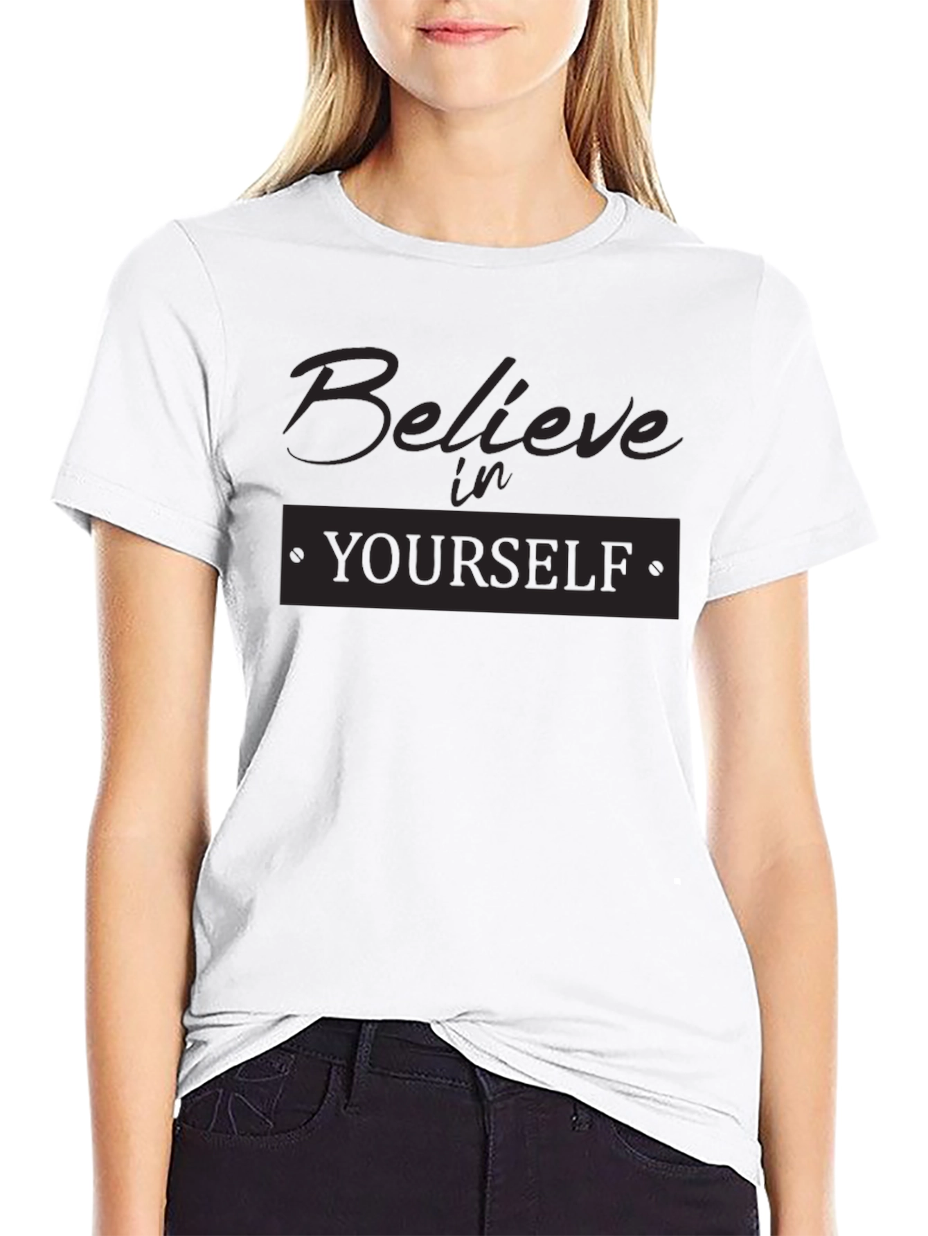 Believe in Yourself Graphic Tee - Black Cotton T-Shirt