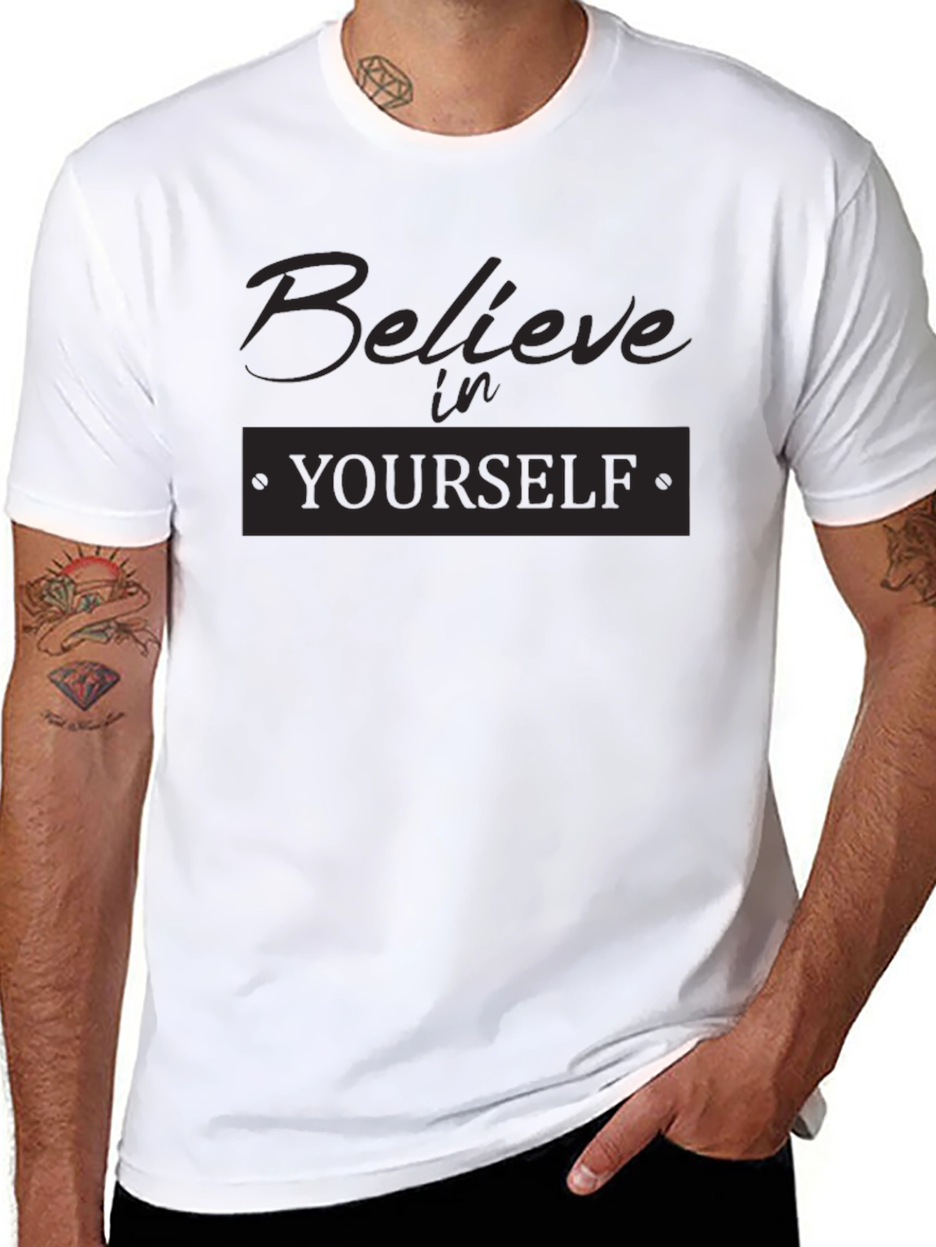 Believe in Yourself Graphic Tee - Black Cotton T-Shirt
