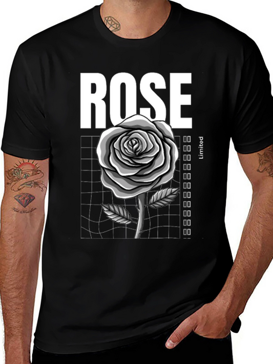 Rose Graphic Tee - Stylish Black T-Shirt