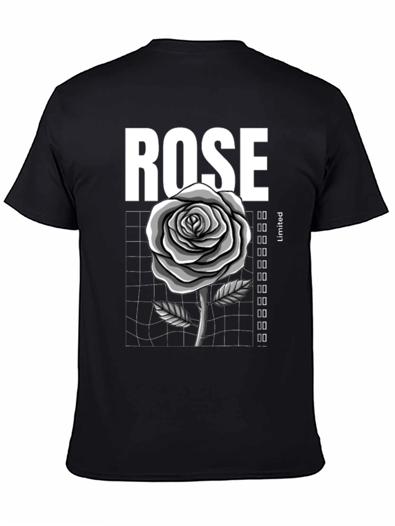 Rose Graphic Tee - Stylish Black T-Shirt
