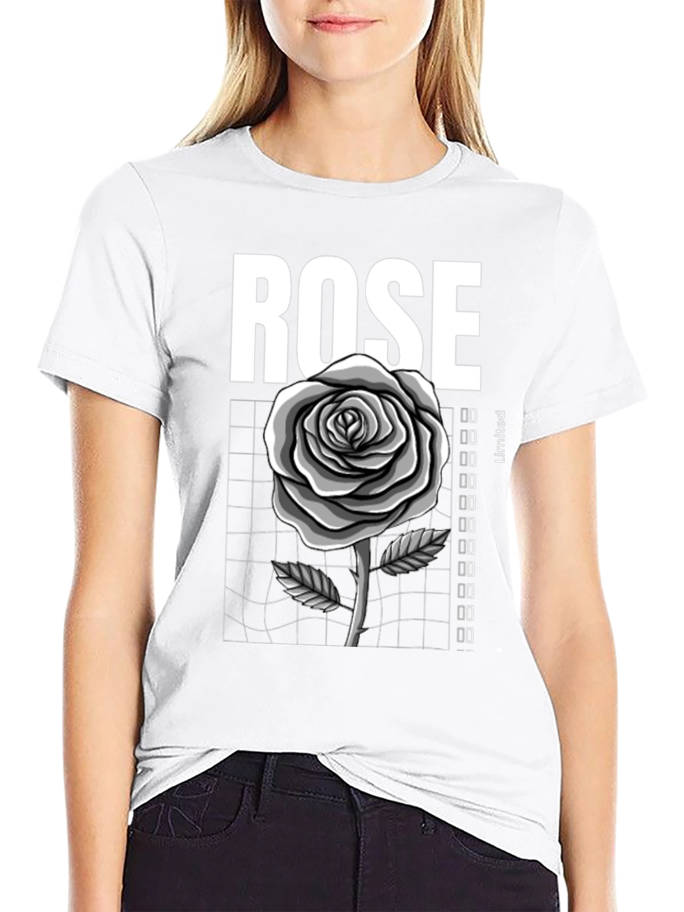 Rose Graphic Tee - Stylish Black T-Shirt