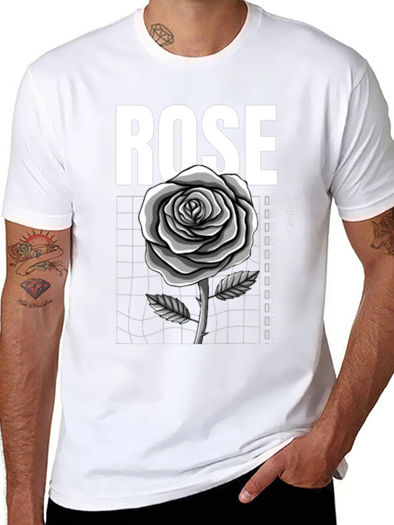 Rose Graphic Tee - Stylish Black T-Shirt