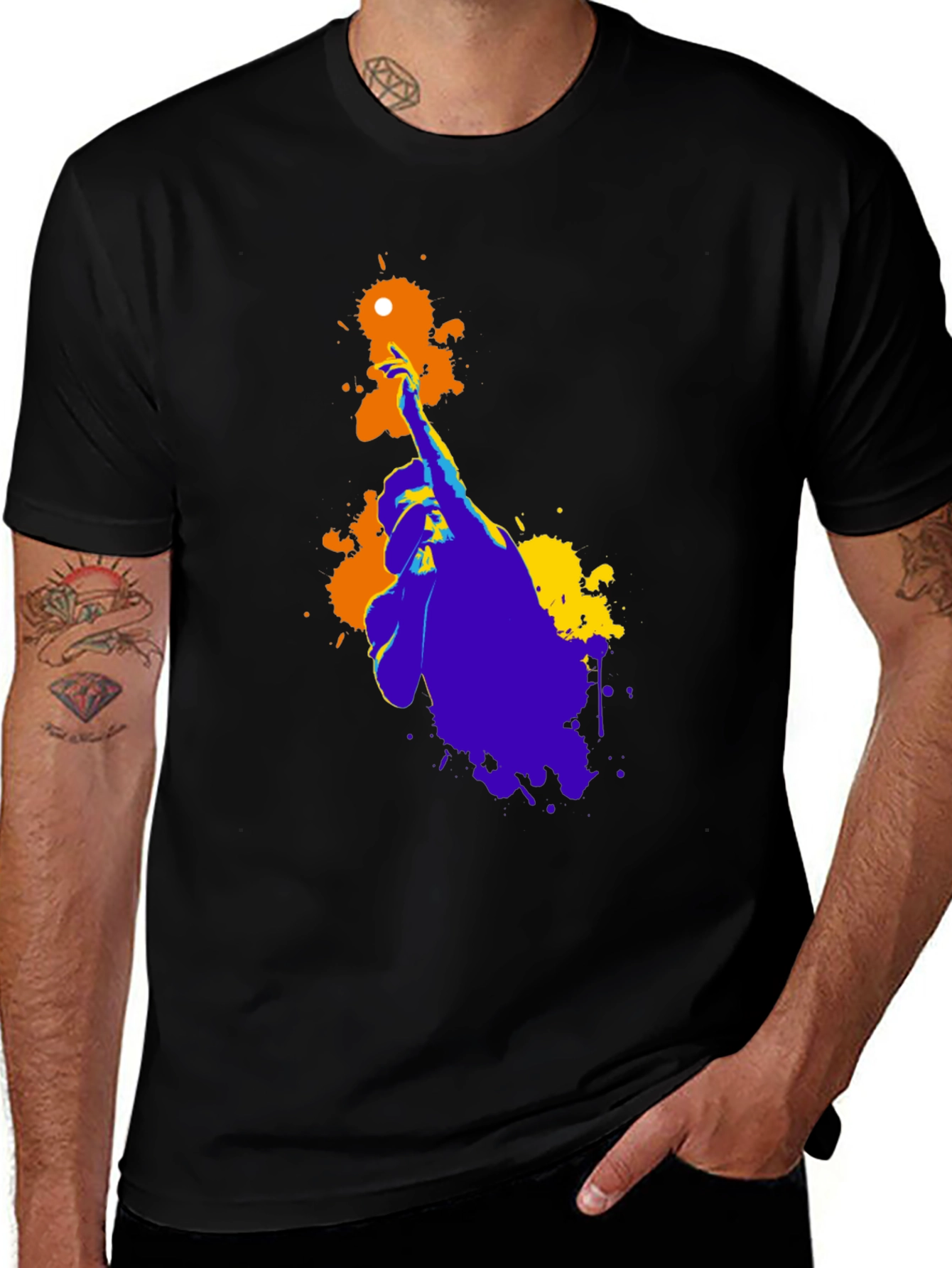 Abstract Hand Graphic Print Black T-Shirt