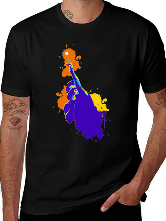 Abstract Hand Graphic Print Black T-Shirt