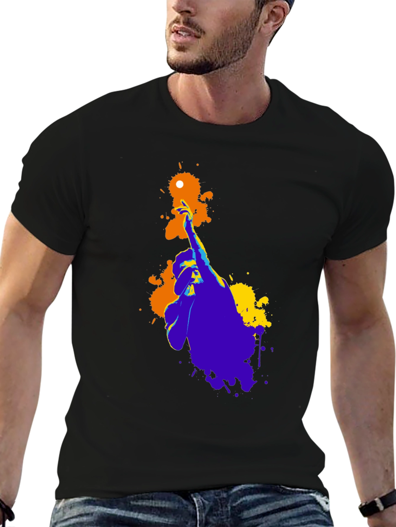 Abstract Hand Graphic Print Black T-Shirt