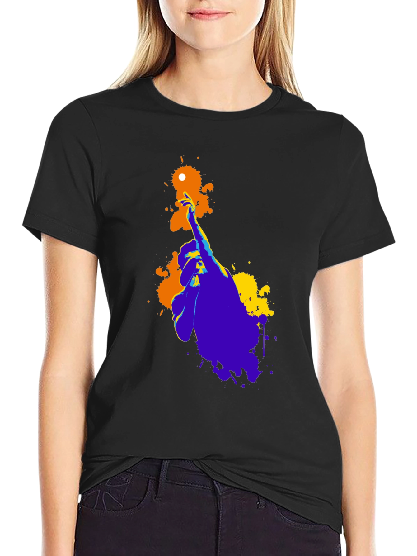 Abstract Hand Graphic Print Black T-Shirt