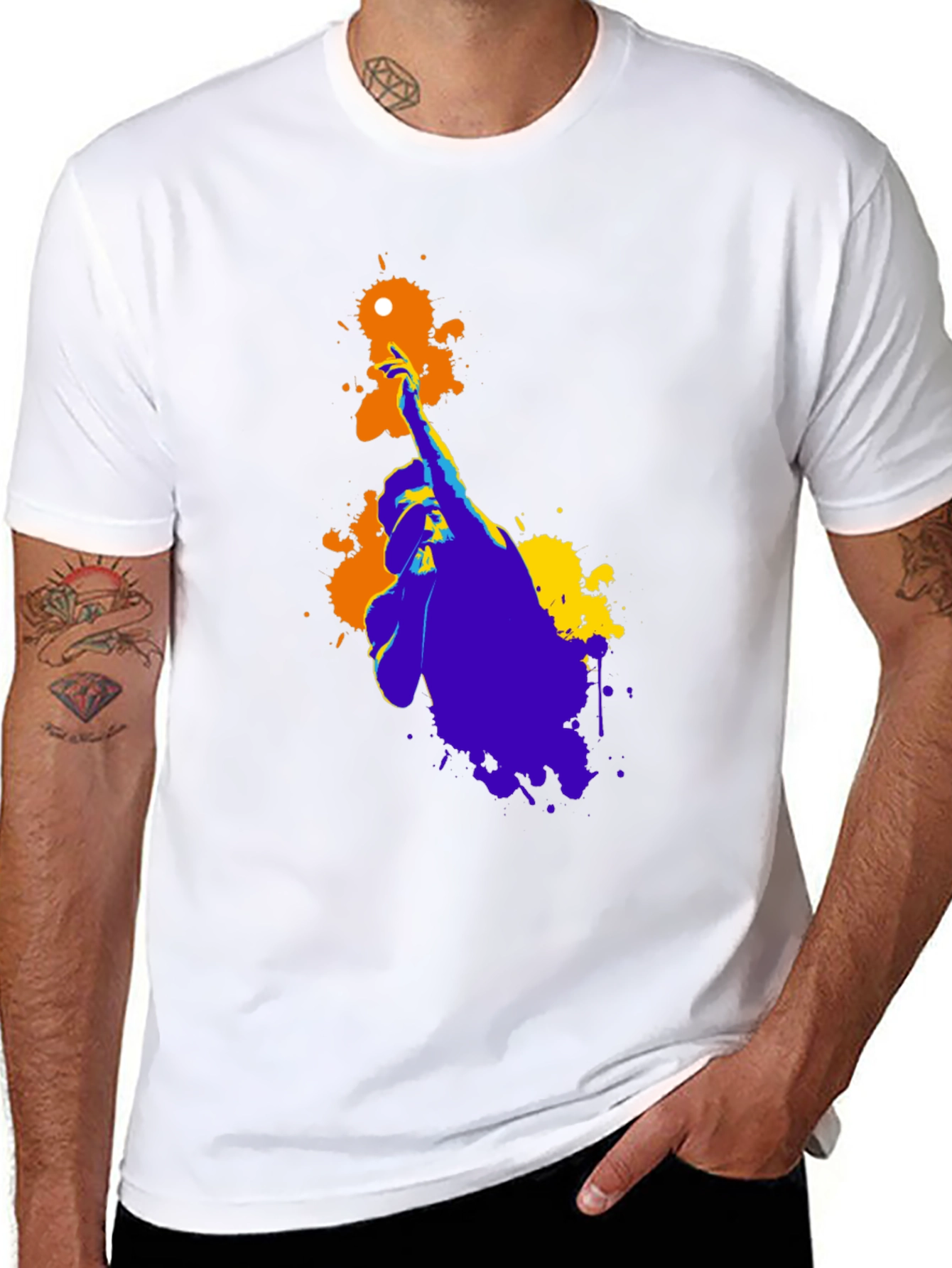 Abstract Hand Graphic Print Black T-Shirt