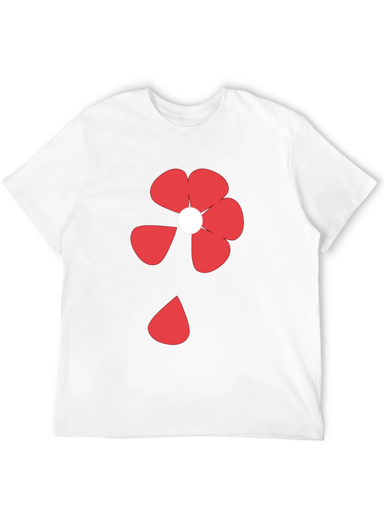 Abstract Flower Graphic Tee - Casual Black T-Shirt