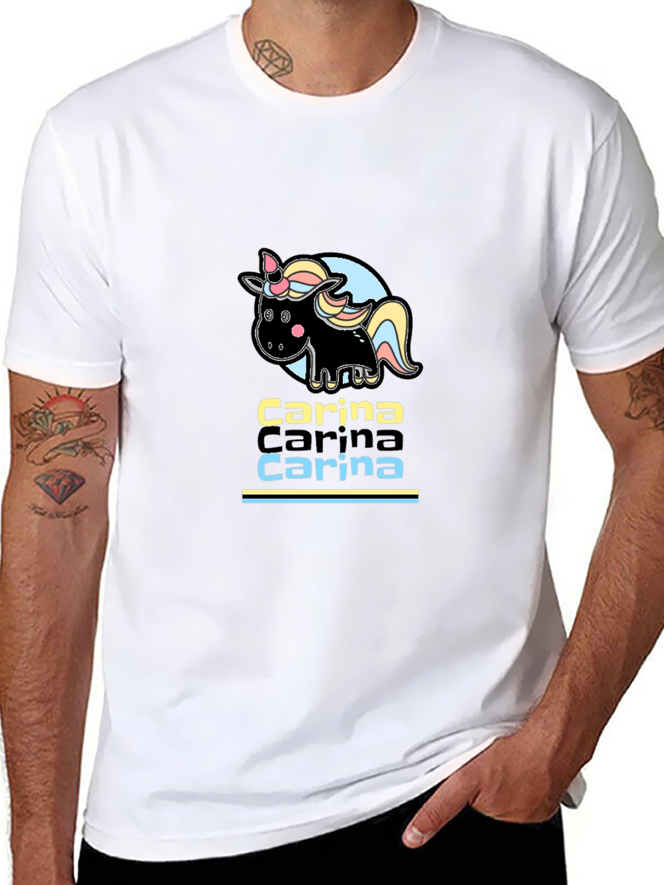 Carina Unicorn Personalized Black T-Shirt