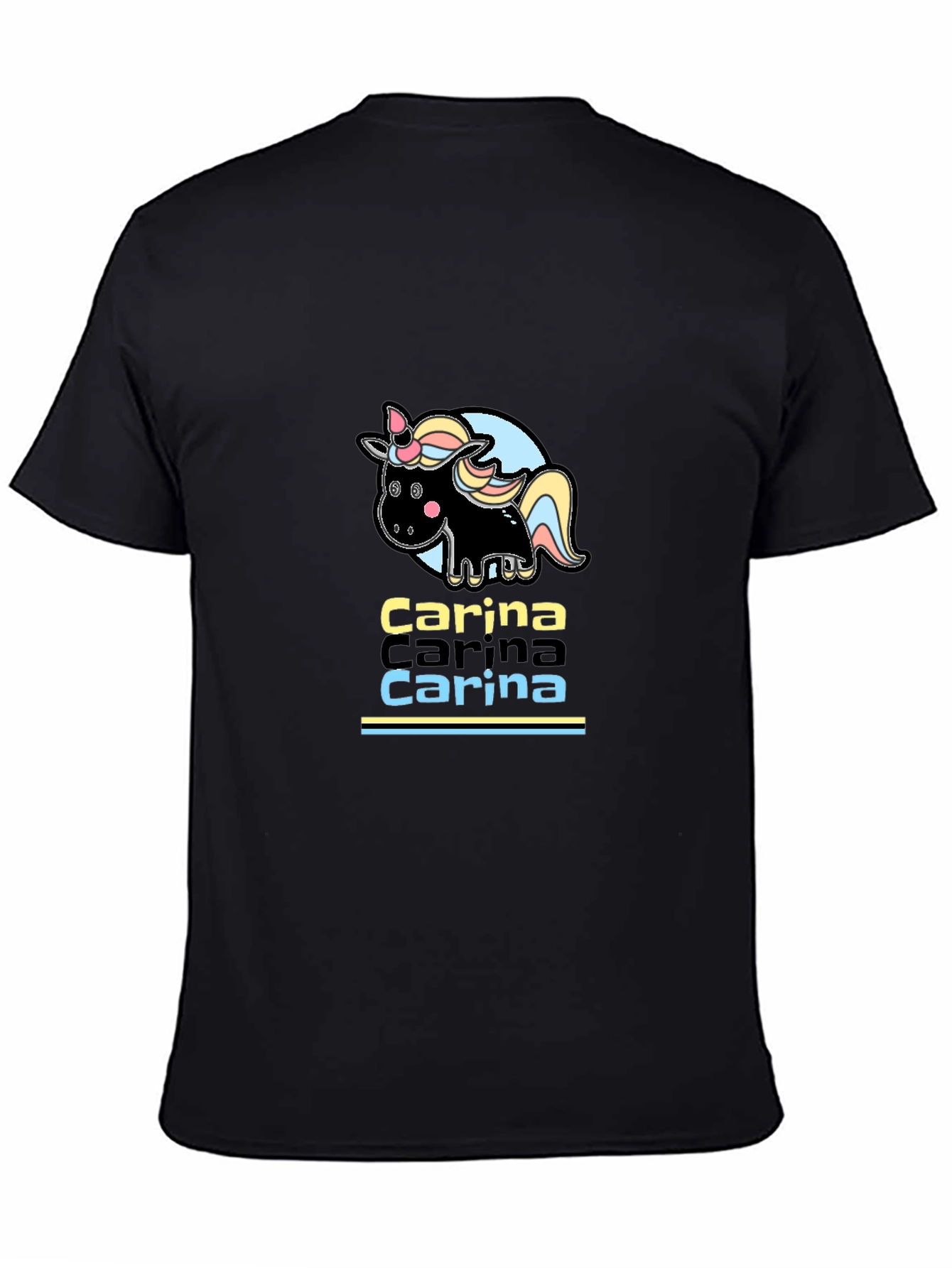 Carina Unicorn Personalized Black T-Shirt