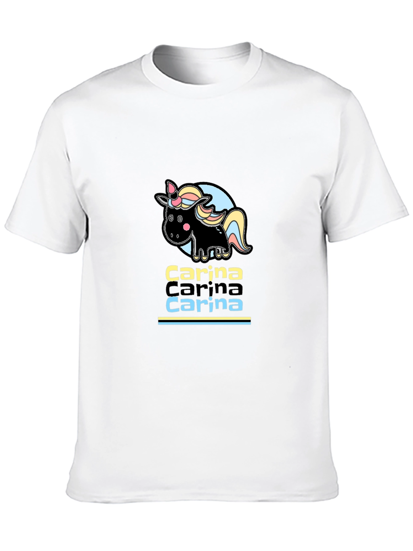 Carina Unicorn Personalized Black T-Shirt