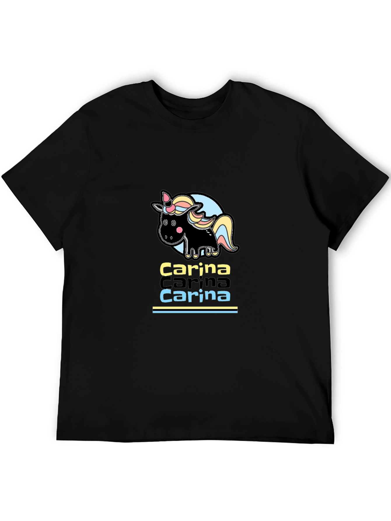 Carina Unicorn Personalized Black T-Shirt