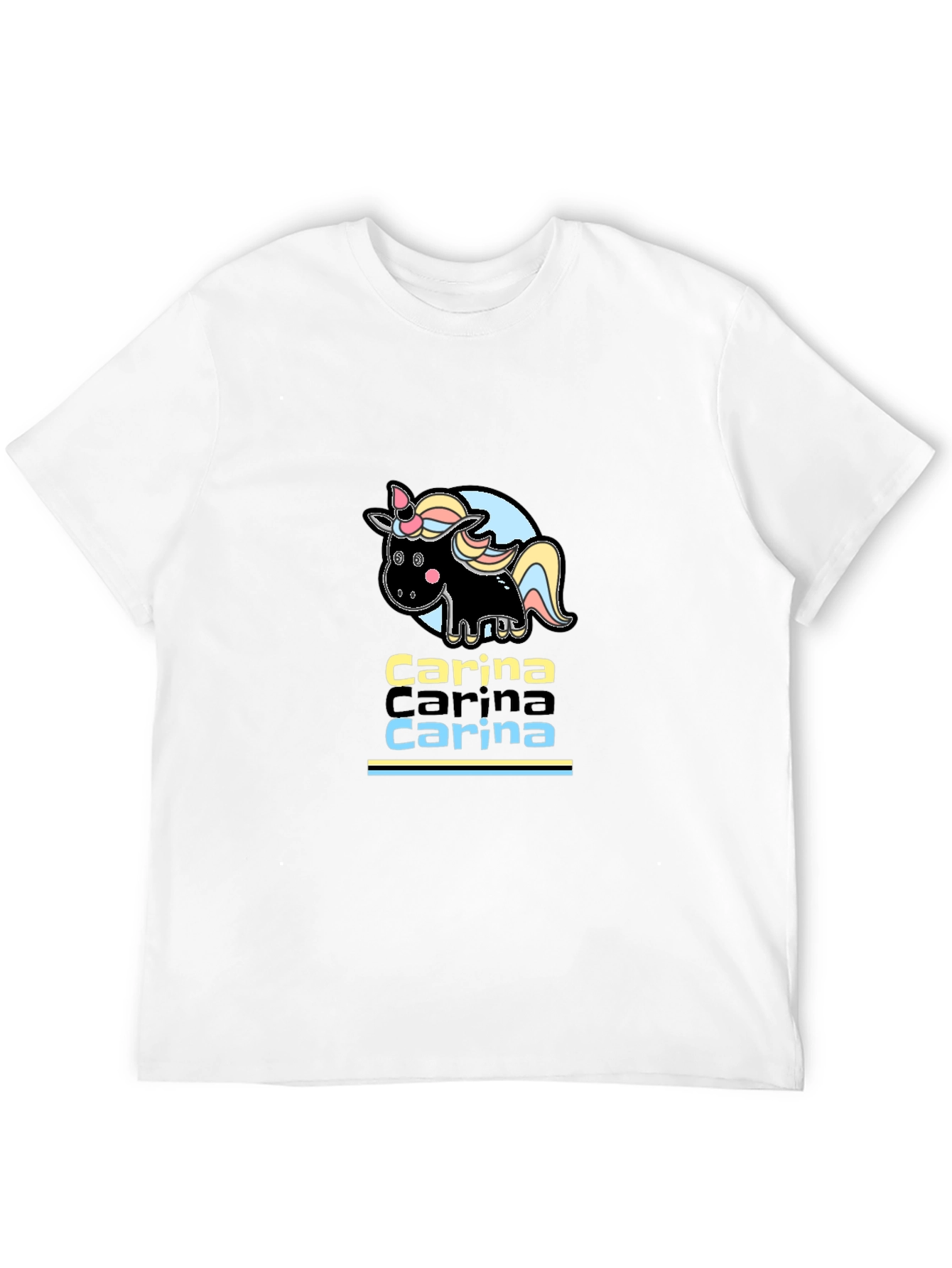 Carina Unicorn Personalized Black T-Shirt