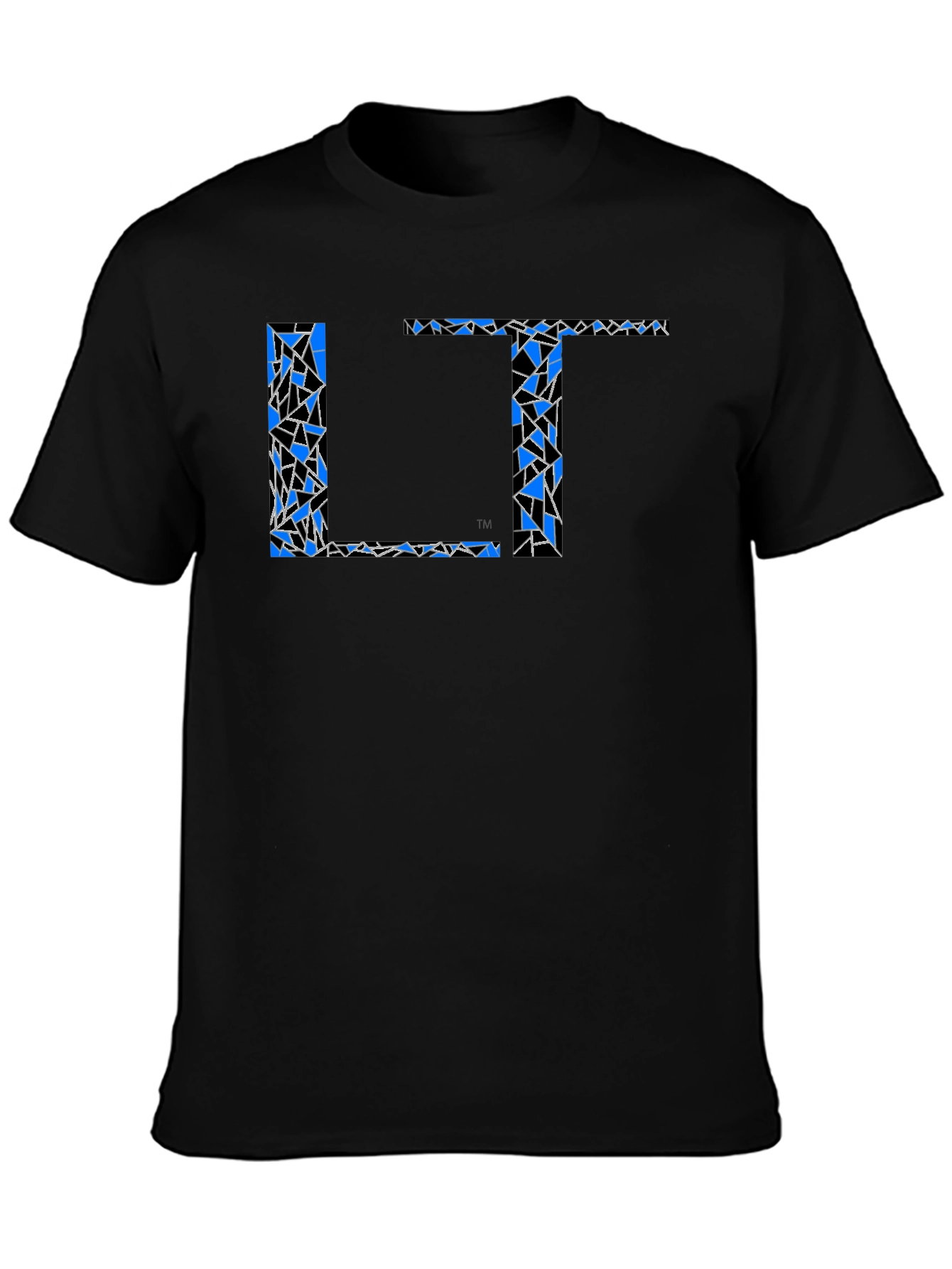 Abstract Blue LT Print Black T-Shirt