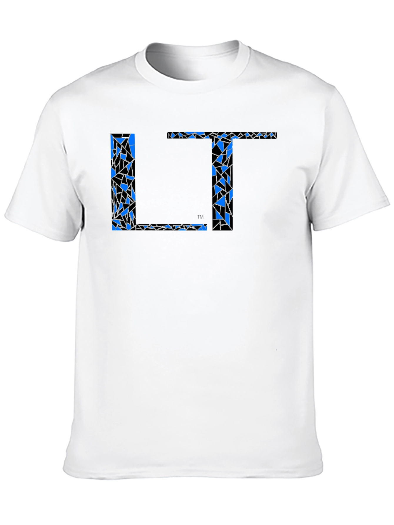 Abstract Blue LT Print Black T-Shirt