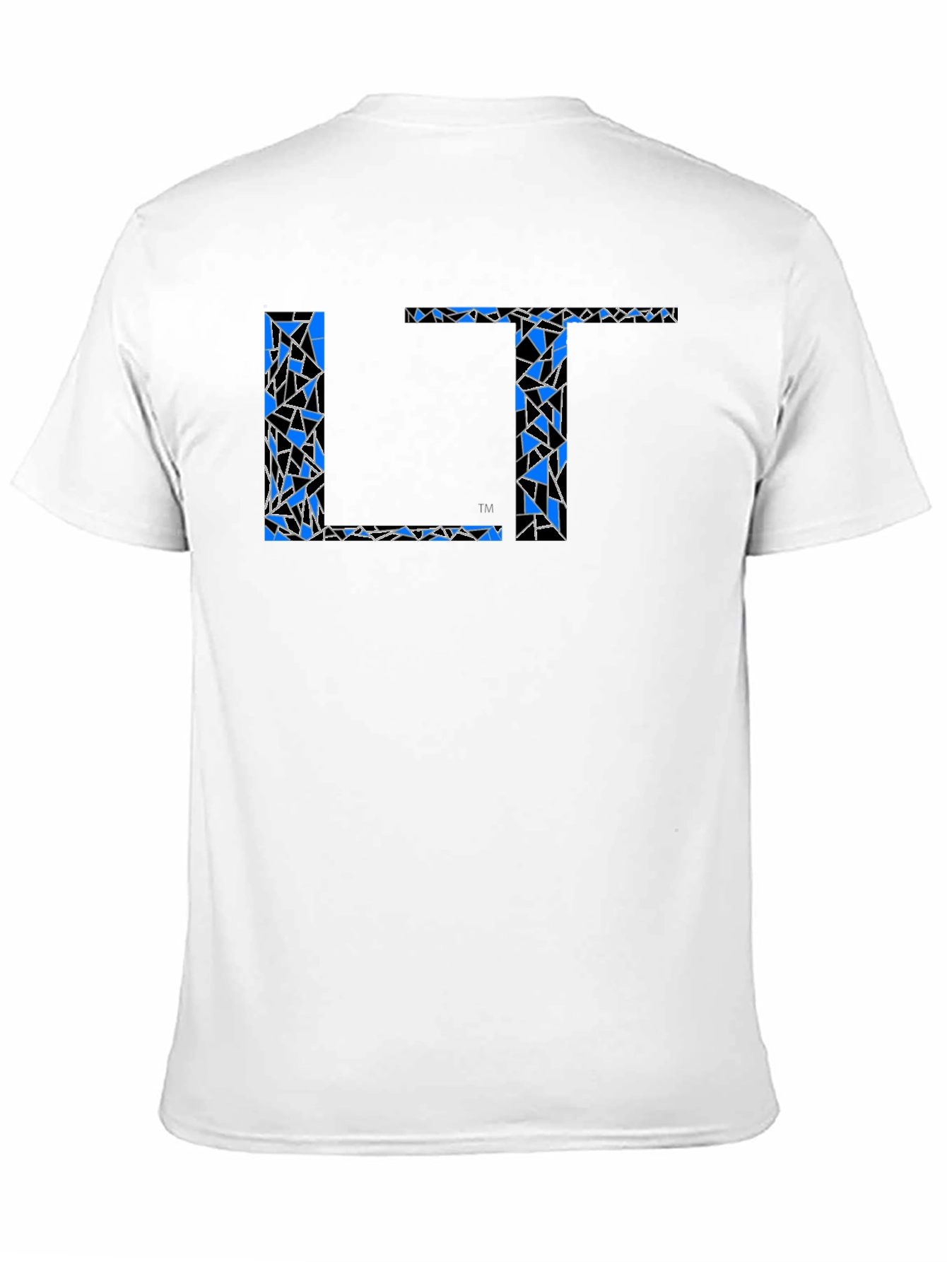 Abstract Blue LT Print Black T-Shirt