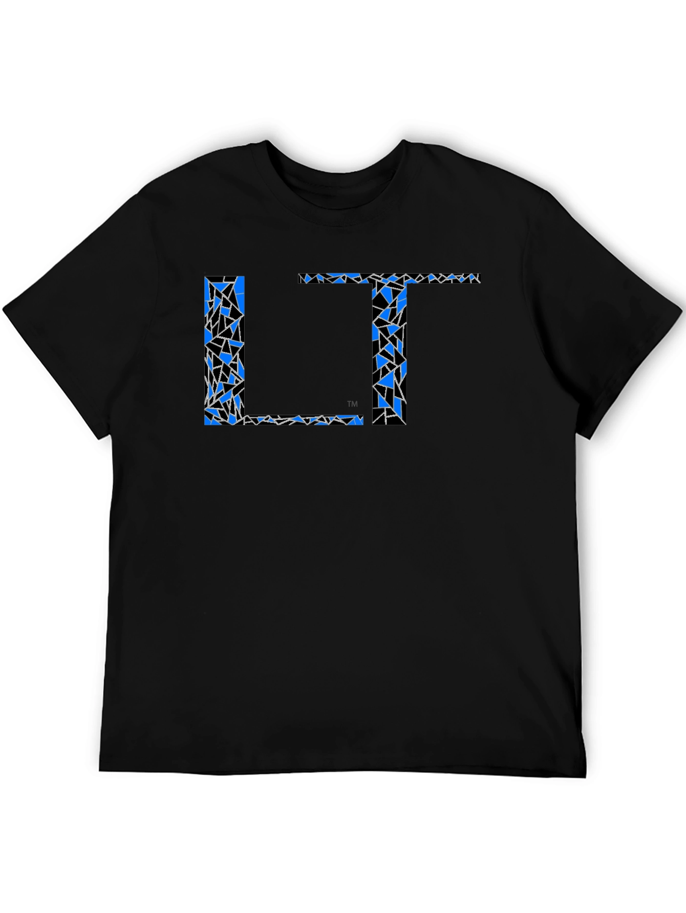 Abstract Blue LT Print Black T-Shirt